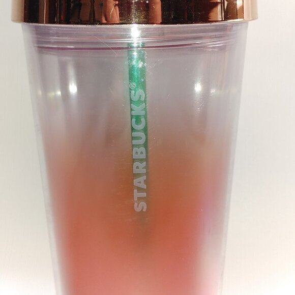 2014 Starbucks Gradient Red Ombre Gold Top 24 Oz Venti Tumbler - Picture 3 of 8